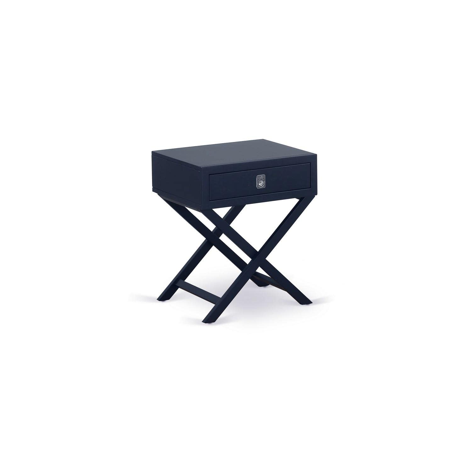 East West Furniture Hane15 One Pc Wonderful Hamilton Night Stand With Drawer, 1-Pack, In Navy Blue Finish
